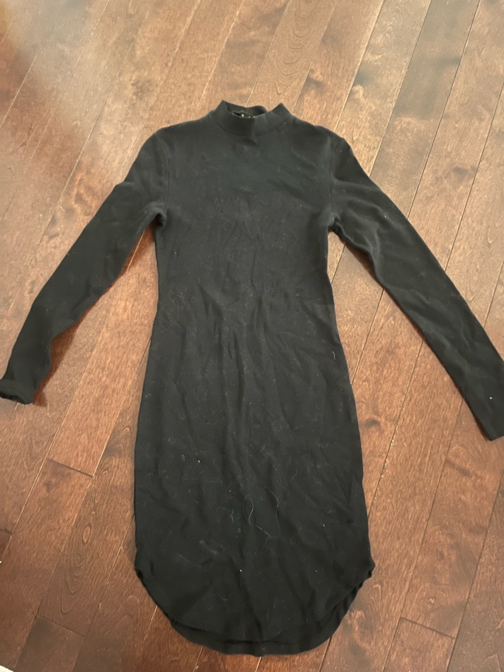 Revamped Black Long Sleeve Bodycon Mock Neck Dress